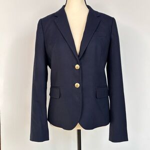J. Crew Schoolboy Blazer Wool Navy Blue Gold Hardware Buttons Jacket